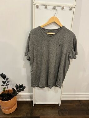 Polo Ralph Lauren 100% Cotton Grey V-Neck T-Shirt Large